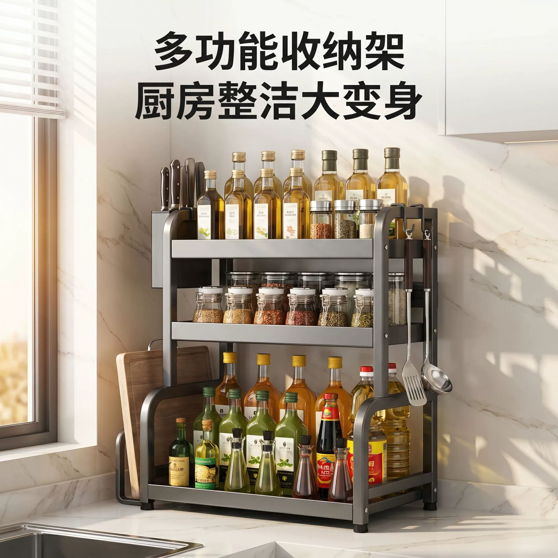 Storage Rack Multi-tier Countertop Kitchen — spice rack wholesale pick on SpiceShelf
